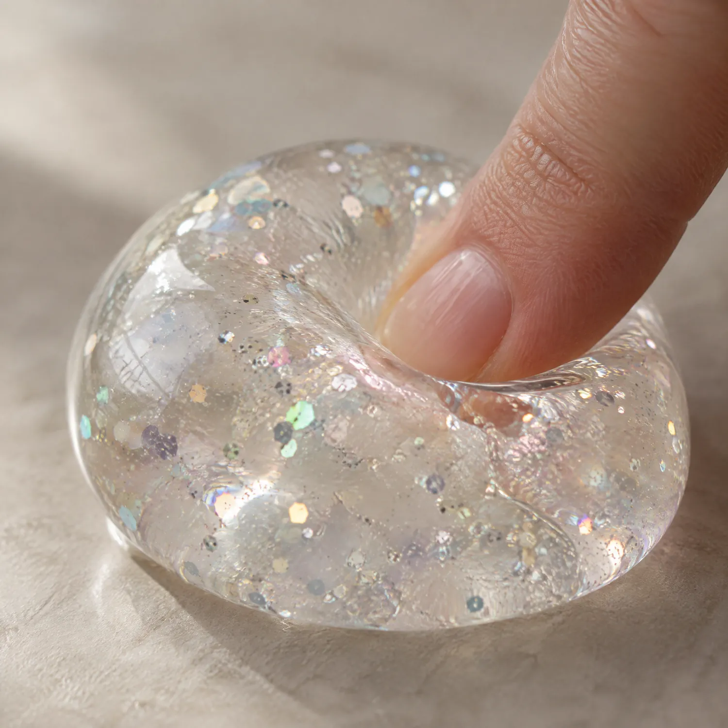 Clear glitter silicone squishy